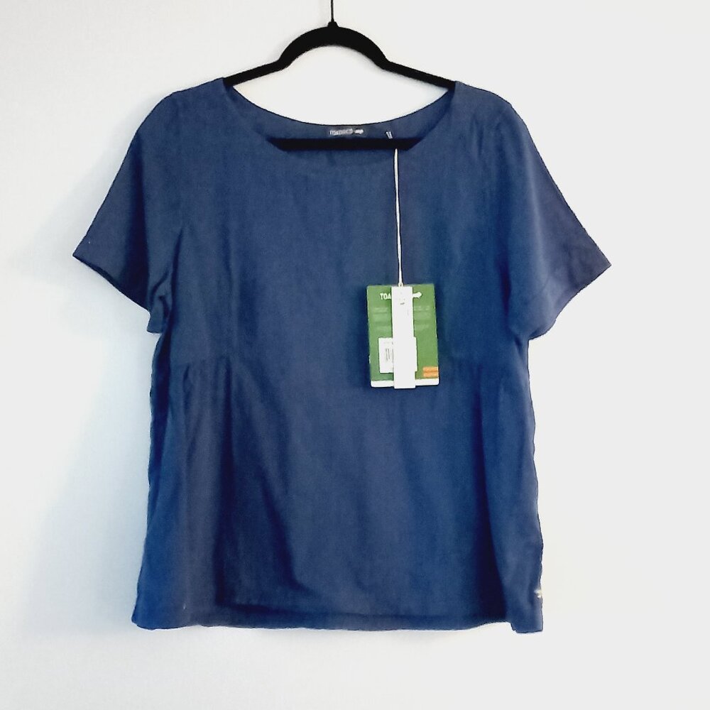 TOAD AND CO. organic cotton short sleeve peplum blouse